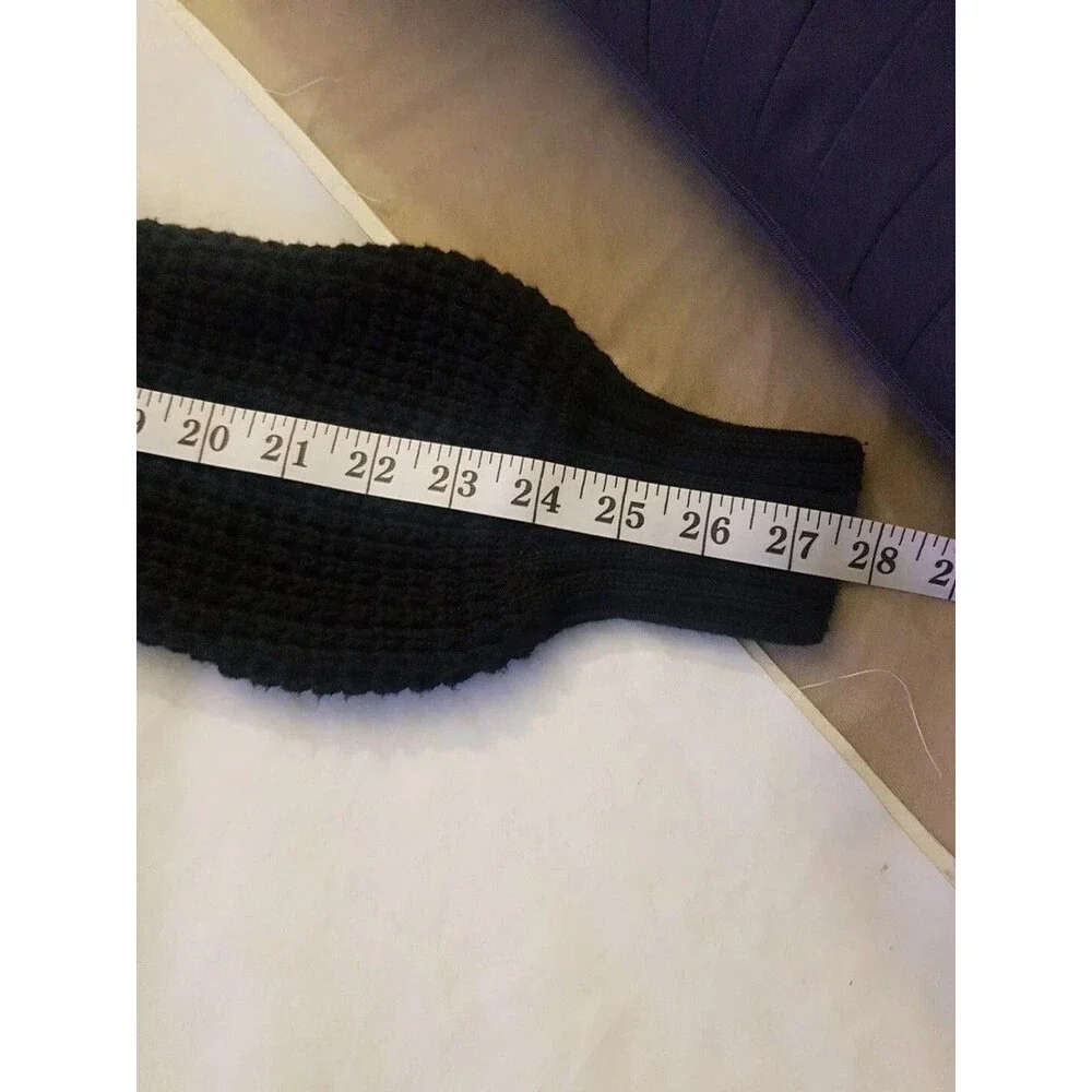 J.Crew Black Waffle Chunky Knit Sweater Balloon Sleeve Casual Small S Preppy